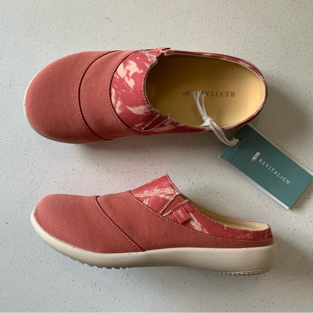 Revitalign Size 6.5 Orthotic Canvas Mules Faded Rose Siesta Nuevo Brushstroke